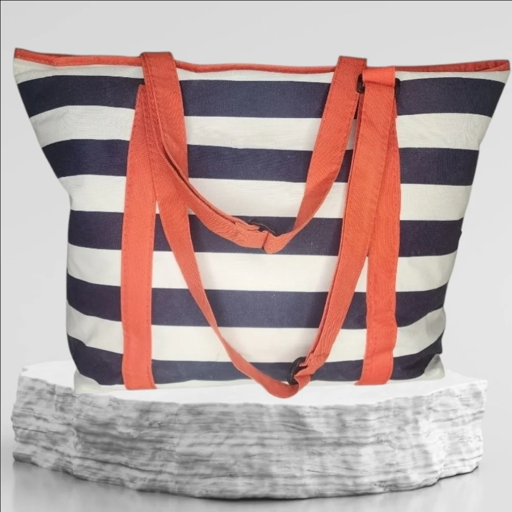 St Augustine Beach Striped Beach Tote Bag